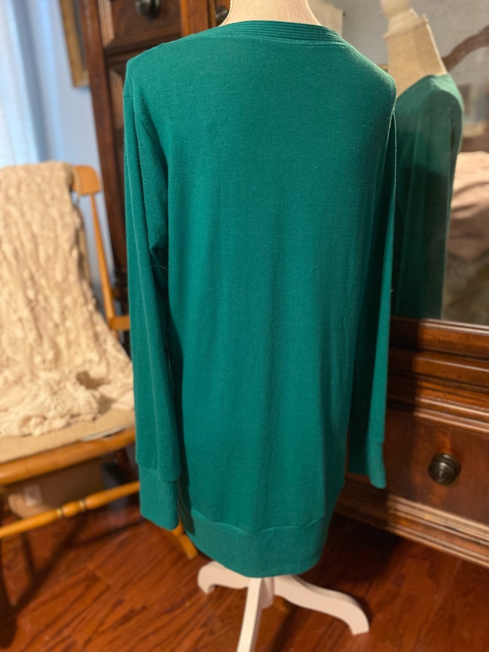 PRICE DROP Zenana Outfitters Women’s DrkGreen V-Neck Snap-Front Cardi Sweater XL - Picture 2 of 7